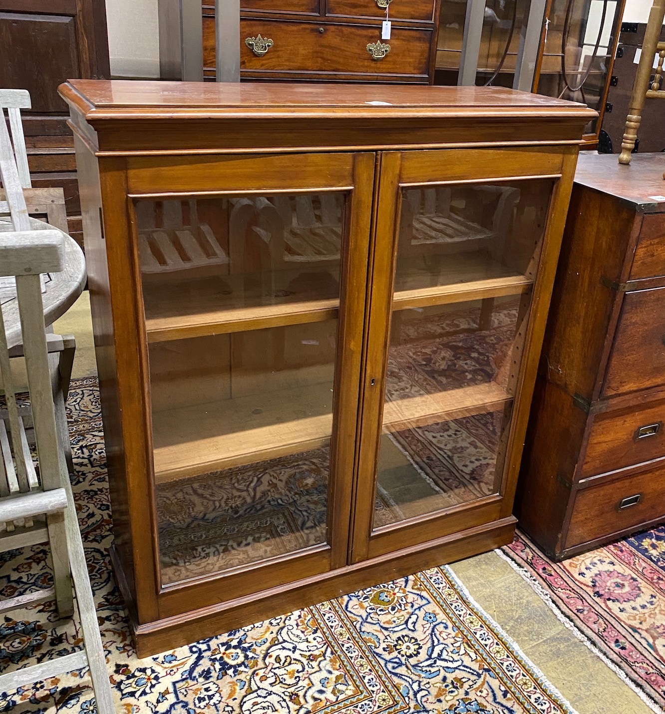 A late Victorian mahogany dwarf bookcase, width 101cm, height 114cm